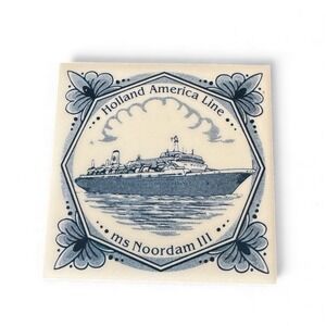 Holland America Line ms Noordam III - Delft Blue Ceramic - Porcelain Coaster
